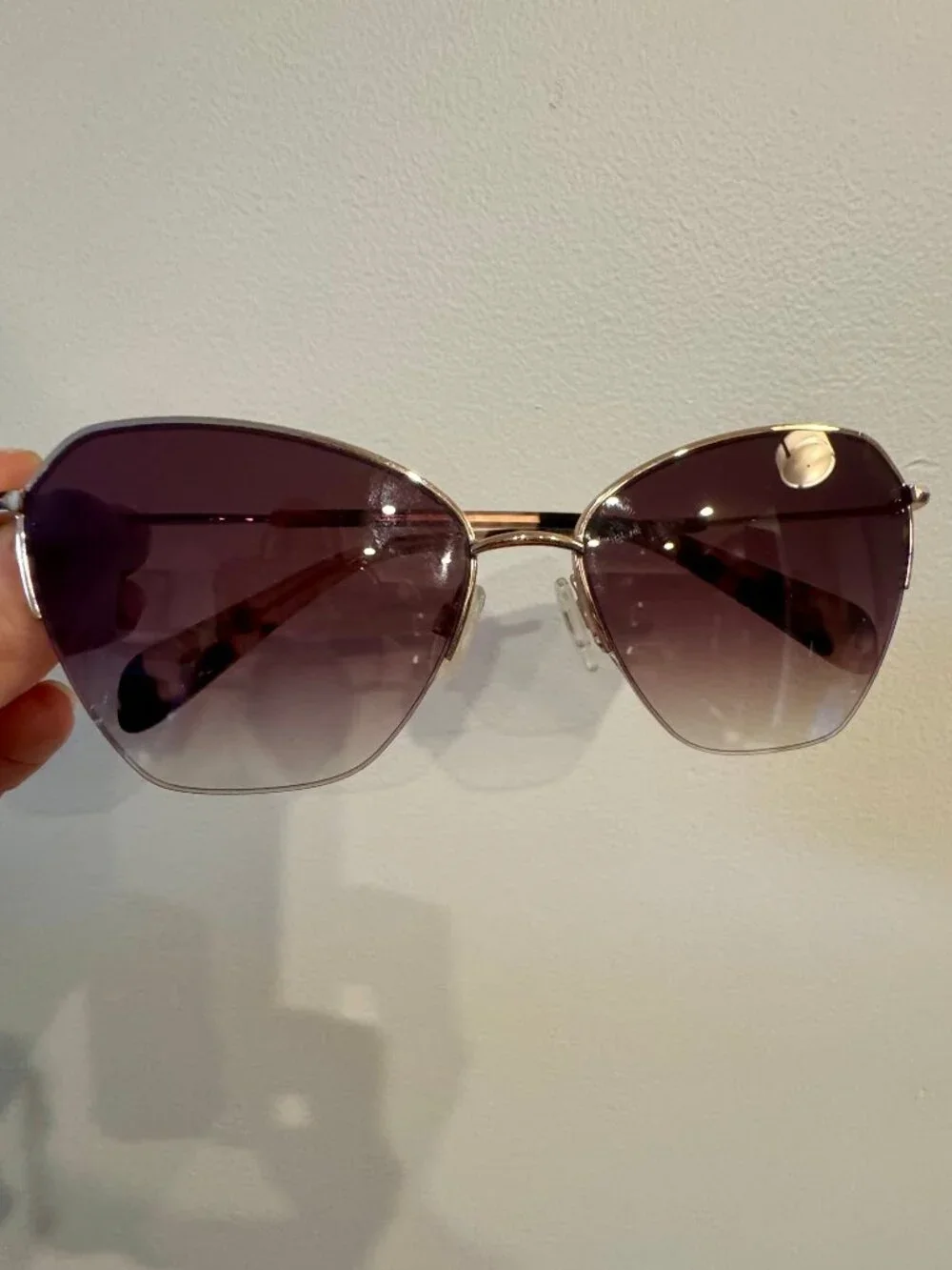 rag & bone Women's Hexagon Metal Sunglasses w/ Case Gold Brown Gradient